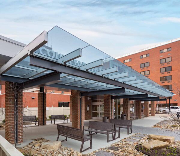 Glass Canopy With MS Metal Structure